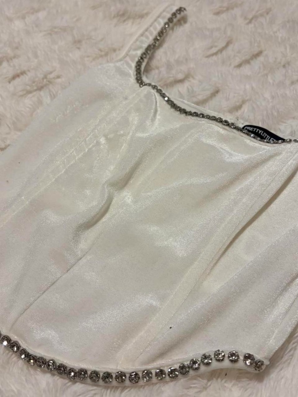 Pretty Little Thing white velvet corset top - Picture 2 of 8